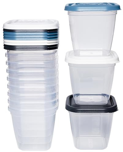 Kigima Contenitori per congelatore 12x0,55L quadrati Multicolore – Eleganti contenitori per alimenti con coperchio ermetico – Contenitori per alimenti trasparenti con coperchio – Scatole di