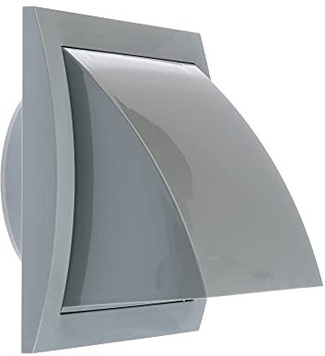 Steinberg14 Grey 125mm / 5'' Plastic Cowled Hooded Air Ventilation Wall Grille with Round Spigot and Wind Baffle Backdraught Shutter