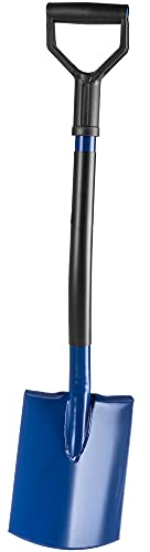KADAX Spaten, Gartenspaten mit Kopf aus Stahl, Schaufel mit Stiel aus Metall, Gartenschaufel mit D-Griff, Grabspaten, Pionierspaten (Rund)