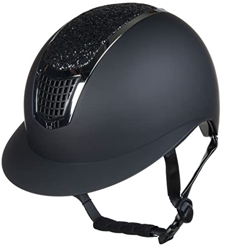 HKM Unisex – Vuxen Glamour Shield ridhjälmer, 9171 svart/silver, 59–61 cm
