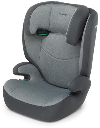 Foppapedretti Seggiolino Auto Clever I-Size, per bambini da 100 a 145 cm di altezza, 3-12 anni, conforme ECE R129, Fissaggio a 3 punti, Comford Kid Pad, Poggiatesta Regolabile 12 altezze, Silver