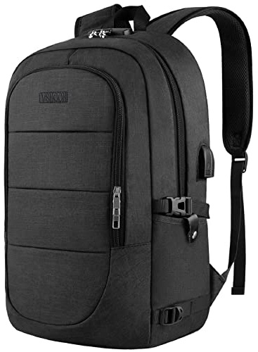 VSNOON Anti-Theft Laptop Backpack, 18.4 inch Business Laptop Bag | Laptop Rucksack with USB Charging Port & Lock, Water Resistant Travel Backpack Computer Bag for Women Men, Black