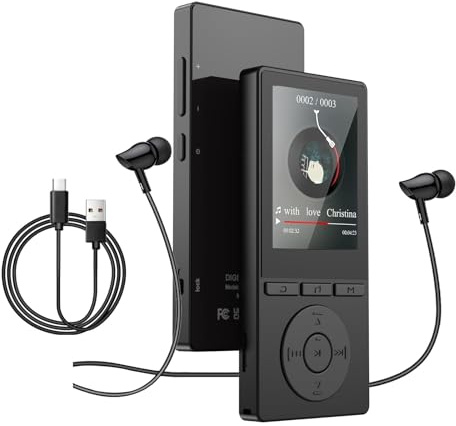 64GB MP3 Player with Bluetooth 5.3, Music Player with HiFi Sound for Sports Runners, 2.4 Screen MP3 Player Built in HD Speaker Voice Recorder FM Radio E-Book, Expanded Up to 128GB, Earphone Included