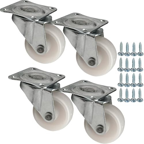 SOTECH 4 Stück Möbelrollen MAINZ Ø 38 mm weiß Transportrolle | inkl. Schraubenset Belastbarkeit bis 60 kg (15 kg pro Lenkrolle)