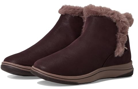 Clarks CloudSteppers Women's Breeze Fur Ankle Boot, Merlot, 9.5 M US