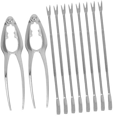 MAGICLULU 1 Satz Meeresfrüchte-Werkzeugset fischbesteck Meeresfrüchte Werkzeugset Meeresfrüchte Knacker und Meeresfrüchte Zubehör Set Lange Gabeln Hummer Cracker Samt Silver