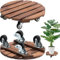 Duscdesp 2 Pack 360° Plant Stand 30cm Plant Caddy with Lockable Wheels Wooden Pot Stand for Indoor Outdoor Home Garden（Circle）