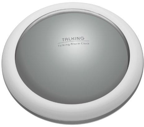 TFA Dostmann Sprechender Wecker Talk, 60.2008, mit Zeit-und Temperaturansage in Deutsch, für Sehbehinderte Menschen, Lausstärke regelbar, Silber, Kunststoff, L 126 x B 45 x H 126 mm