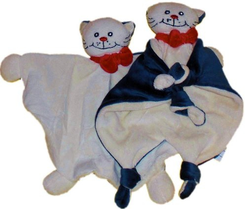 Bieco 05-000100km-x - Schmusetuch Katze Mia , Twin Set, beige dunkelviolett, Schnuffeltuch, Trösterchen