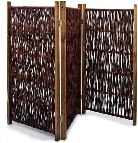 NOOR Weiden Paravent - klappbarer Sichtschutz 3-teilig 150 x 180 cm