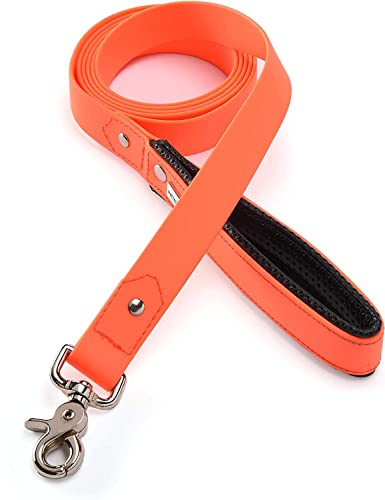 PetTec Guinzaglio per Cani - Guinzaglio Addestramento con Impugnatura Imbottita, Materiale Trioflex a 3 Strati Intrecciati, Impermeabile - Moschettone e Gancio in Acciaio Inossidabile - 2m, Arancione