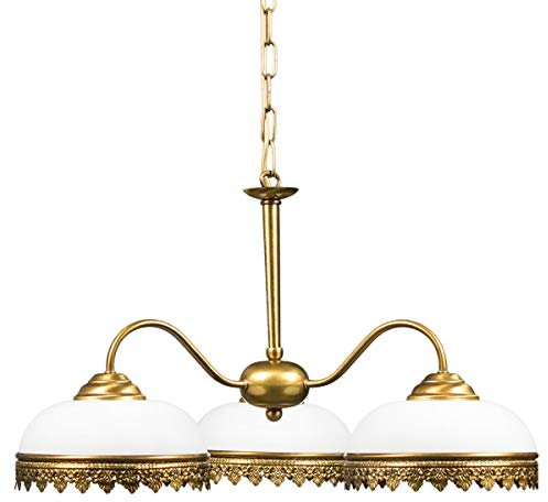 Helios Leuchten 204126 klassische Deckenleuchte | Pendelleuchte vintage | Pendellampe Messing antik | Lampe Leuchte Jugendstil | Messinglampe Hängelampe 3 x E27