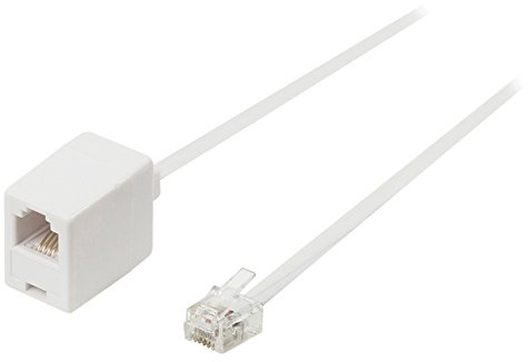Ex-Pro® 5m RJ11 Extension Cable 4 Pin ADSL BT Broadband Router Modem Phone 6P4C Male to Female - White