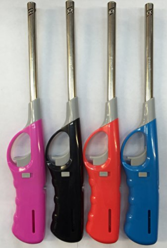 E FAST CE4 Pack of 12 Refillable Safety Gas Candle BBQ Fire Lighter, Plastic, Multi-Colour, 27cm, Large