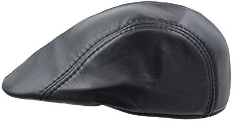 IFSUN Klassische Ledermütze für Herren, Newsboy, Golfmütze - Schwarz - X-Large
