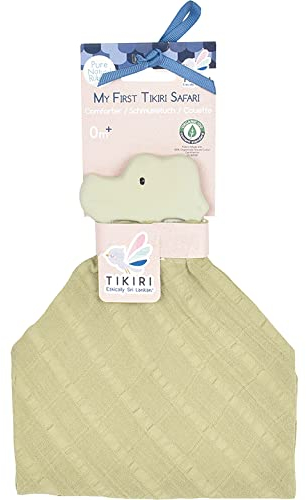Tikiri 8597007 - Krokodil, Schnuffeltuch mit Zahnungshilfe aus Naturkautschuk, für Babys und Kinder ab 0+ Monaten, 15cm