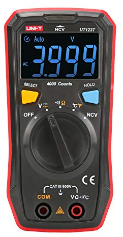 UNI-T UT123T - Multimetro Residenziale da Tasca, 600 V AC/DC, -40°C-300°C/-40°F-572°F