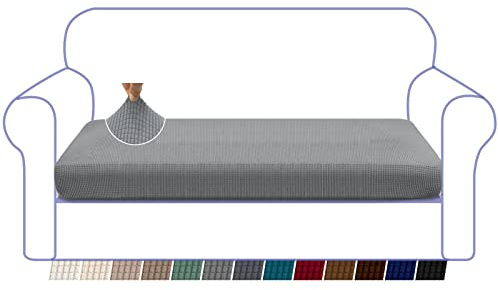 Granbest High Stretch Sofa Sitzkissenbezug Superweicher Sofa Sitzbezug Sitzkissenschutz Jacquard Spandex Stoff mit Elastischer Unterseite(3 Sitzer,Hellgrau)