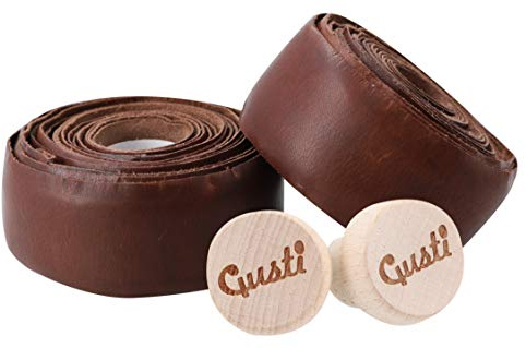 Gusti Leder Cinta de manillar Adri V. Cuero genuino con corcho Correa de piel Cinta adhesiva Accesorios para bicicletas Manillar de bicicleta Marrón 200 cm
