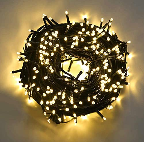 SHATCHI 400 LEDs Fairy String Lights Warm White Indoor/Outdoor Christmas Tree/Home/Party/Wedding/Garden Decorations Green Cable 8 Modes Mains Powered Memory Auto Timer