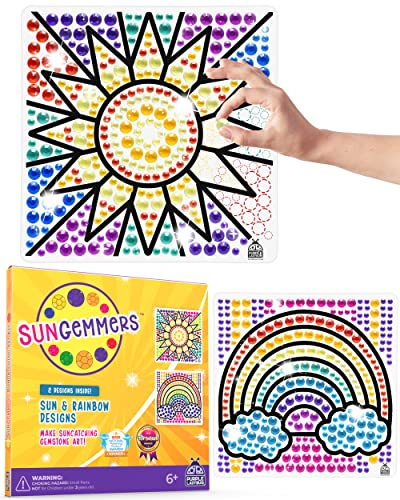 SunGemmers DIY Suncatcher Craft Kits for Kids Ages 5+ - 6 Year Old Girl Gifts Idea, Window Art for Kids, Girls Birthday Presents & Stocking Fillers, No-Mess Art and Craft Set for 7 Year Old Girls