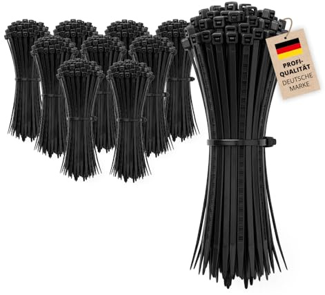 1000x Alfa Kabelbinder Schwarz 140 x 3,5 mm – Nylon UV-beständig Profi | Profi Qualität - UV-beständige Kunststoffbinder, extrem robust, für innen & außen, temperaturbeständig, Made in Germany