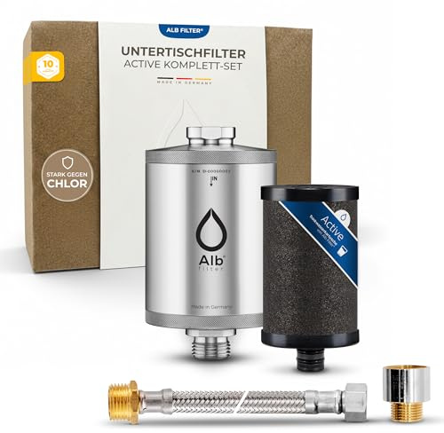 Alb Filter UNTERTISCH ACTIVE Wasserfilter Küche Edelstahl Natur | Reduziert Schadstoffe, Chlor & Geschmack, Untertischfilter Küche, Anschluss-Set Standard, Made in Germany