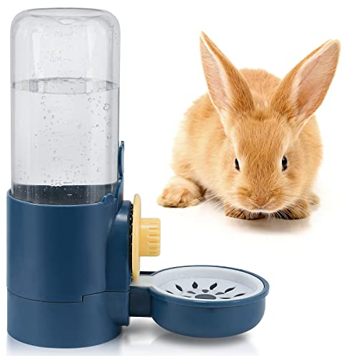 Trinkflasche Kaninchen Automatischer Kaninchentränke 500ml Wasserspender Kleintiere für Meerschweinchen/Chinchilla (Blau)