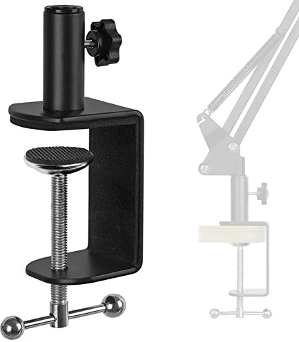 Frgyee Morsetto da tavolo resistente, morsetto da scrivania in metallo per asta microfonica braccio braccio C morsetto di montaggio con vite regolabile, adatto fino a 6 cm di spessore