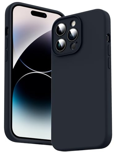Supdeal Liquid Silikon Hülle für iPhone 14 Pro, [Kameraschutz] [Mikrofaser] [3 Schicht Schützen] Flüssige Silikon Handyhülle, Ultra Dünn und Bequem zu halten Schutzhülle, 6,1 Zoll, Schwarz