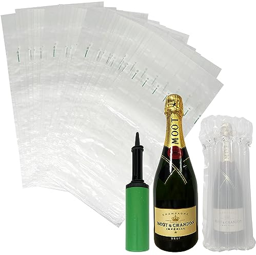 25 Stück Verpackungen für Champagnerflaschen, aufblasbare Flaschen, wiederverwendbar, Verpackung für Champagner, mit einer Pumpe
