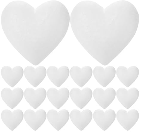 EXCEART 20 Stück Herzförmige Schaumkugeln Styropor für Basteln DIY | Schaumstoff Herzen für Kunsthandwerk, Hochzeit und Valentinstag, ideal zum Bemalen und Verzieren