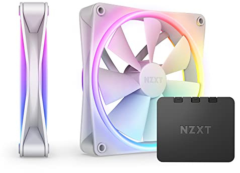 NZXT F140 RGB Duo Twin Pack - 2 x 140mm Dual-Sided RGB Fans with RGB Controller – 20 Individually Addressable LEDs – Balanced Airflow and Static Pressure – Fluid Dynamic Bearing – PWM – White