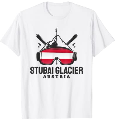 Stubaier Gletscher Österreich Skigebiet Retro Skifahren T-Shirt