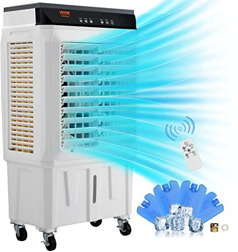 VEVOR Evaporative Air Cooler,2100 CFM 13X34 inch Air Cooler,3 Speeds and 12H Timer Portable Air Conditioner,Energy-Saved Swamp Cooler for party,pool and patio,7 Gal Water Tank & 750 Sq.Ft