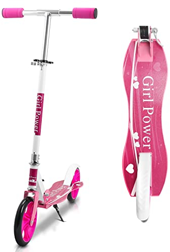 Sonnewelt Roller Kinder, Scooter mit Big Wheel Räder, Höhenverstellbar & Roller Erwachsene, Scooter Kinde mit bis zu 100kg Tragkraft,Cityroller für Alter 3 und höher -Rosa