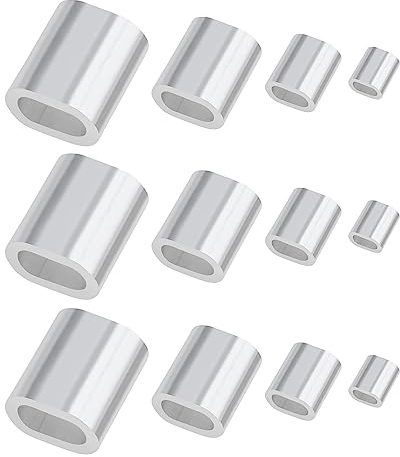 The Lord of the Tools 200 Stück Aluminiumhülsen 1/2/3/4 mm Crimpschlaufenhülse, ovale Drahtseilhülse für Metalldrahtseile, Kabel, Wäscheleine, Kompressionsschlaufen, 50 Stück je Größe