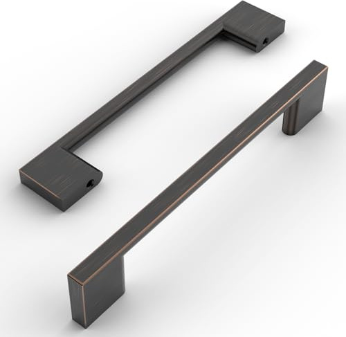 Amerdeco 6 Stück Möbelgriffe Öl Rieb Bronze, 128mm Lochabstand, Zinc alloy Schubladengriffe & Schrankgriffe für Küchenschränke & Kleiderschränke UK0022