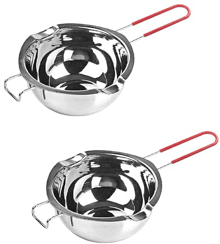 Fellflying 2 Olla para Derretir Chocolate De Acero Inoxidable - Olla para Derretir Chocolate De 400 Ml (12 Oz) | Crisol De Baño María para Derretir Chocolate, Mantequilla, Caramelo, Queso