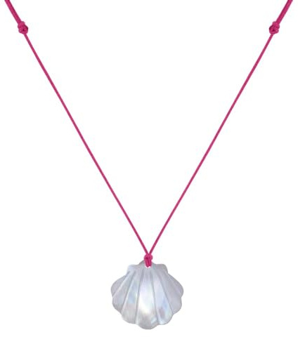 LES POULETTES BIJOUX - Collana Maglia Conchiglia di Capesante in Madreperla - Fucsia