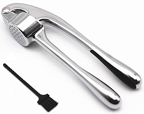 Garlic Press Mincer Garlic Crusher, Garlic Crusher with Cleaning Brush, Use Garlic Press Save Without Peeling, Easy Squeeze, Rust Proof,Dishwasher Safe