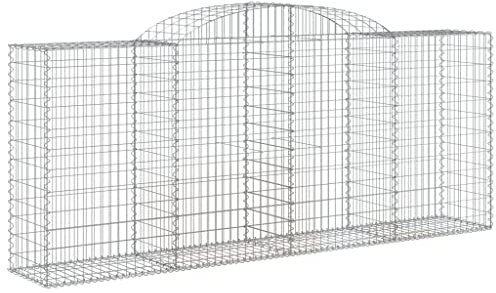 Makastle Set de 11 Parterre surélevé en Gabions arqués, jardinière en Cage à Pierre, Lit Surélevé à Gabion, Parterre de Fleurs Jardin Terrasse Extérieur Jardinière Panier à Pierres, 300x50x120/140 cm