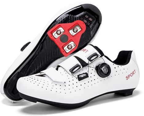 JiuQing Fahrradschuhe Herren Damen Kompatibel Mit Peloton Fahrradschuhen Mit SPD Delta Cleats Indoor Outdoor Rennradschuhe,Weiß,37 EU