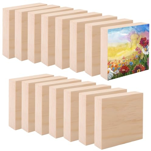 ZOFUN 15 Stück Unbearbeitete Holzblöcke Zum Schnitzen, MDF-Holzplatte Zum Basteln, Schnitzholz Rohlinge Für Anfänger Und Profis Schnitzen, Drechseln, Basteln (10x10x2.5CM)