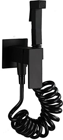 Pulvérisateur de bidet de toilette noir mat, pulvérisateur à main, robinet de douche en laiton massif avec eau chaude et froide, ensemble de bidet mural de salle de bain, pulvérisateur de bidet
