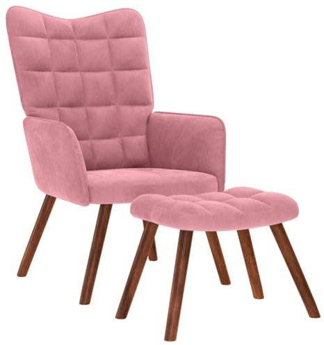 vidaXL Relaxsessel mit Hocker Rosa Samt, Sessel, Loungesessel, Loungesessel, Relaxsessel, Wohnzimmersessel, Relaxsessel, Samtsessel, Velvetsessel