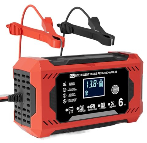 Cargador de conservación inteligente de 12 V para baterías de coche, cargador de batería inteligente portátil, cargador de batería automático | Cargar 6-A Sostenible desulador para baterías