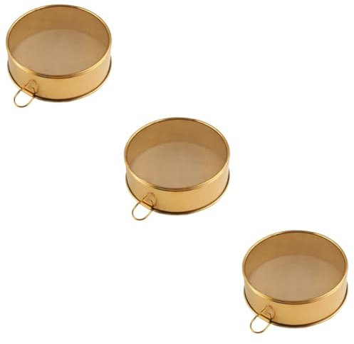 MAGICLULU 3 Piezas Suministro de Cocina Icing Sugar colador Dorado colador para Hornear Colador práctico Horneando fritura Cacerola colador de harina de harina Acero Inoxidable Golden