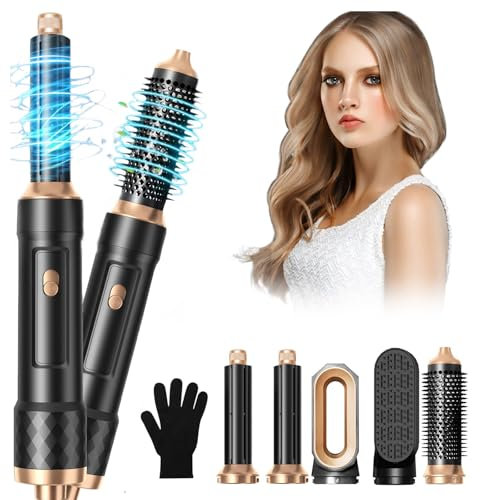 Hair Styler 5 in 1, Magic Styler, 1000W Hair Dryer Brush for Hair Styling, Hot Air Brush with Auto Wrap Air Curler Wand, Hair Straightener Brush, Round Brush Hair Dryer for Volumise, Curls, Style