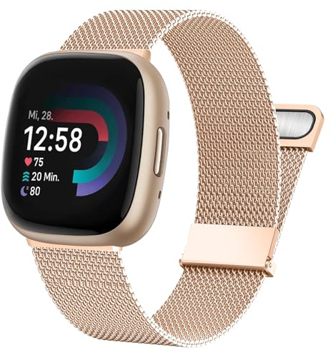 Hatolove Armband för Fitbit Versa 4/Fitbit Versa 3 för kvinnor och män, metallremmar i rostfritt stål, ersättningsarmband kompatibel med Fitbit Versa 3, Fitbit Versa 4, Fitbit Sense 2, Fitbit Sense 2